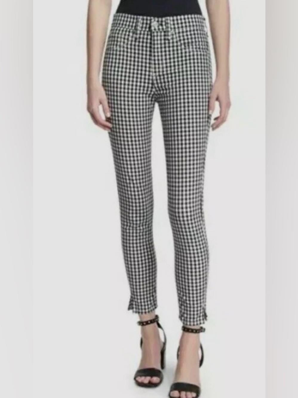 Rag & Bone Black & White Gingham Cropped Skinny Pants Sz 27